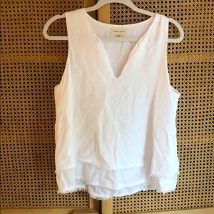 Pretty white cloth & stone tank blouse